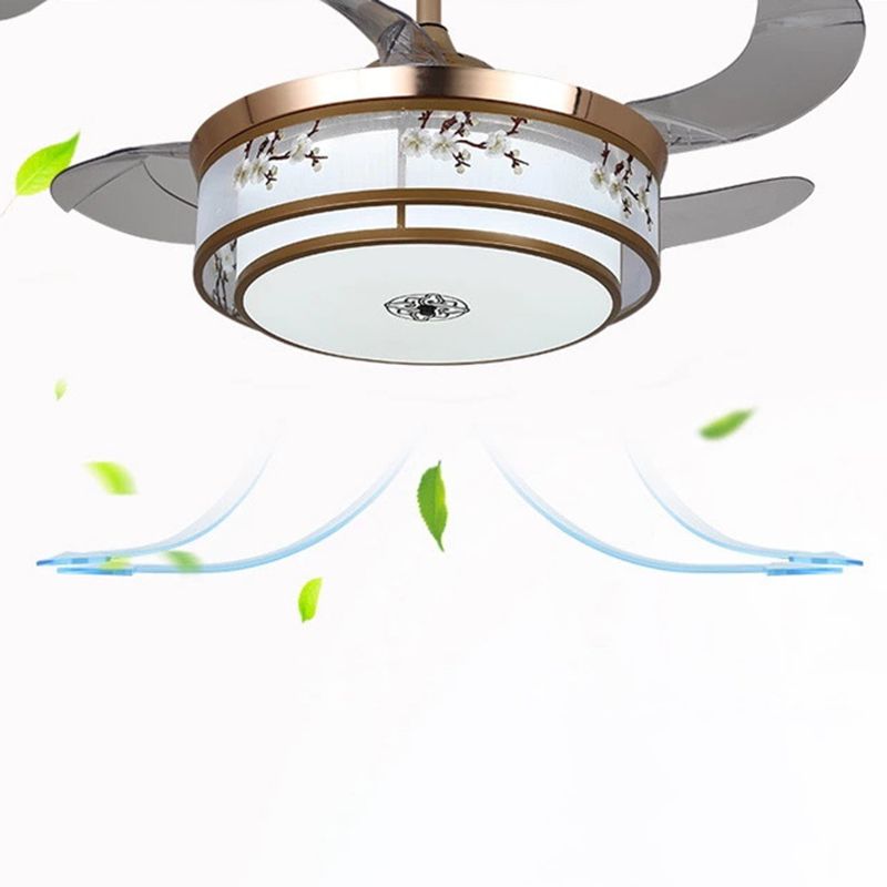 Modern Simple Ceiling Fan Lamp Cylinder Shape Ceiling Fan Light for Living Room