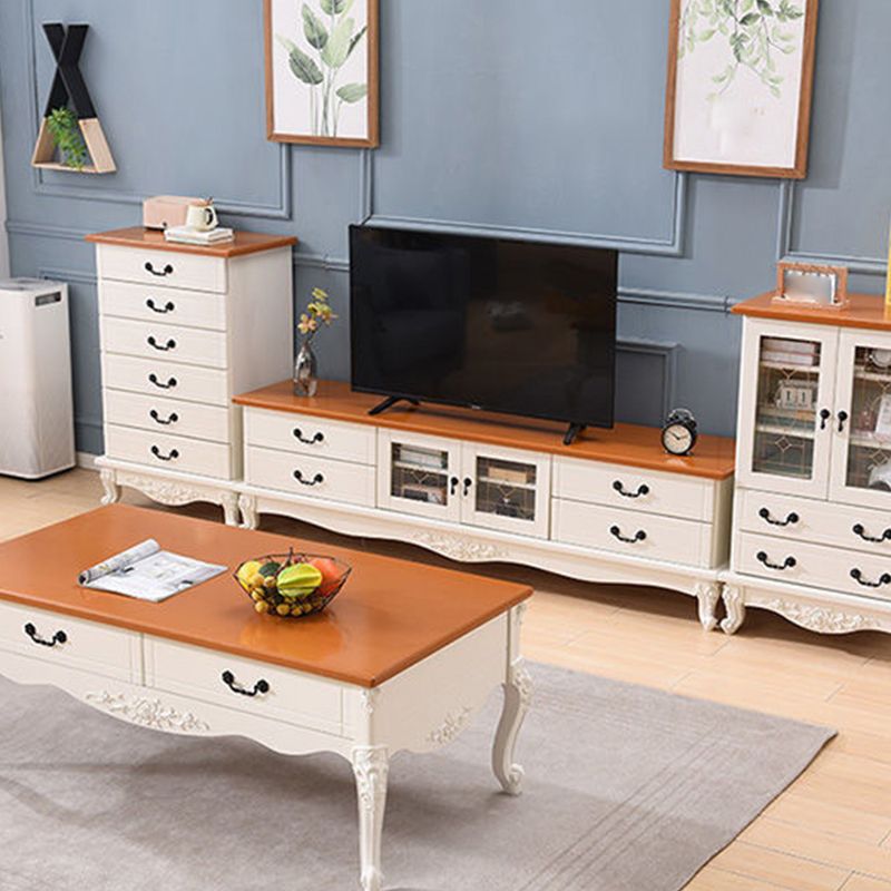 Traditional TV Console Enclosed Storage TV Media Console with Drawers