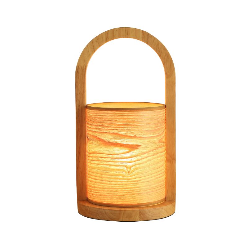 Holz ovaler Ring Nachttisch hell modernistisch 1 Kopf Nachttischlampe mit Rohrschatten