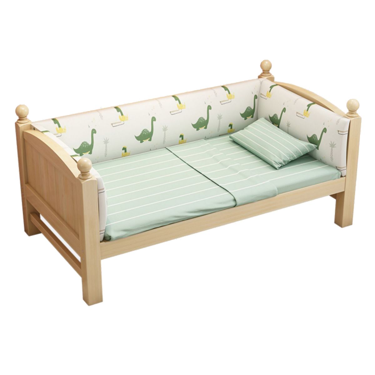 Scandinavian Solid Wood Kids Bed Gender Neutral Kids Bed with Guardrail