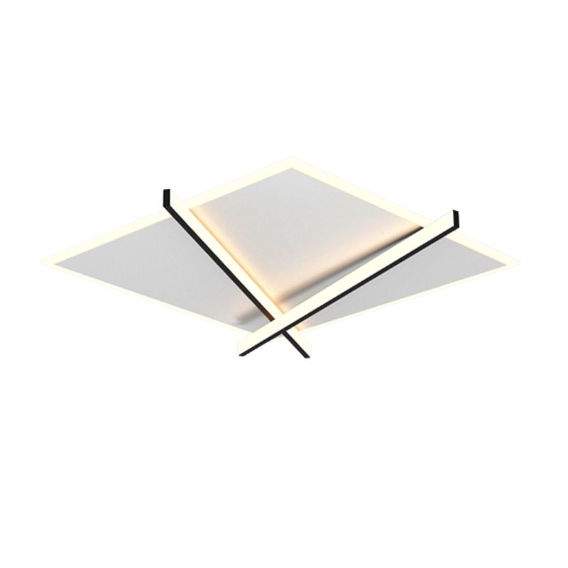 LED Modern Metal Flush Mount Square Shape Ceiling Light with Acrylic Shade for Bedroom