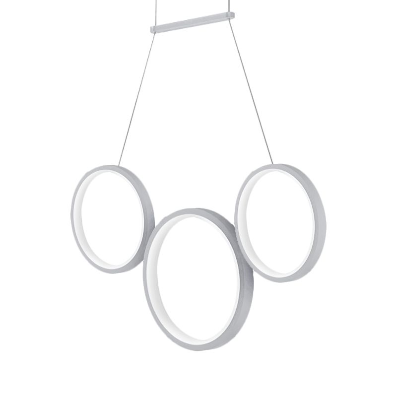 Acrylic Multi Rings Chandelier Lamp Simple Style 3/5 Lights White/Coffee Hanging Light Fixture for Kitchen