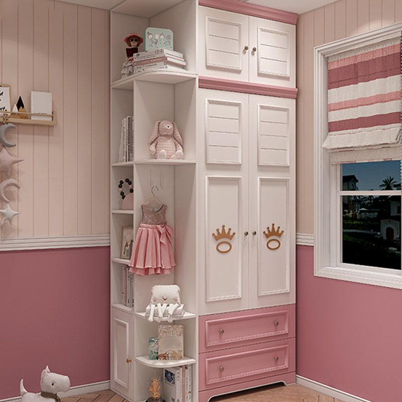 Modern Style Wood Kids Closet Bedroom Youth Armoire with Garment Rod