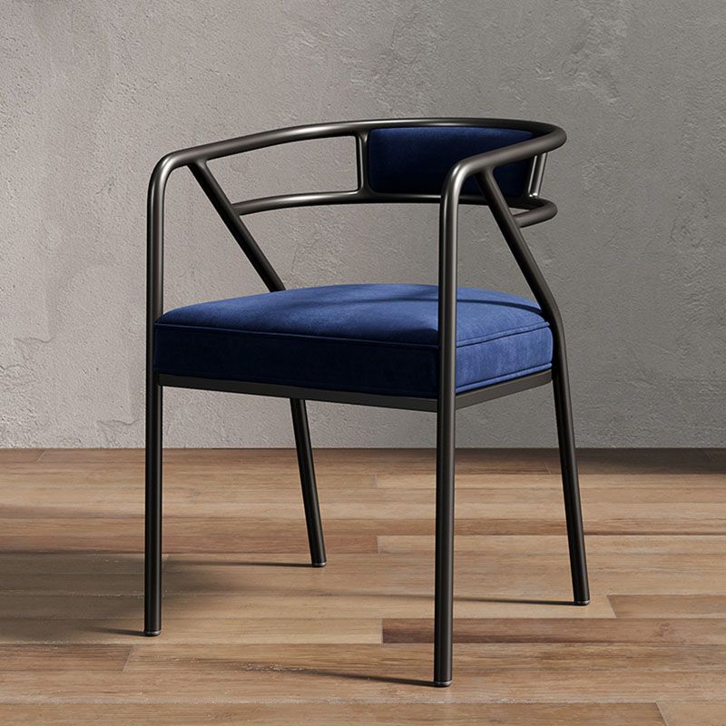 Glam Dining Chair Open Back Upholstered Dining Side Chair with Metal Legs