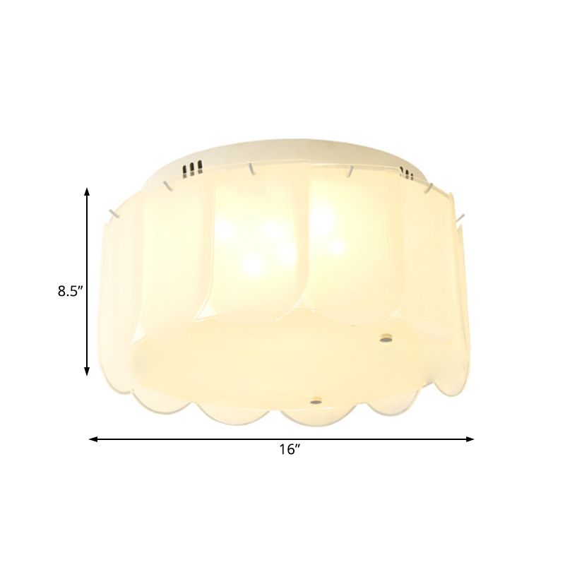 White Glass Drum Flush Mount Lighting Modern Multi Lights Flush Mount Light Fixture for Living Room, 18"/19.5" Wide