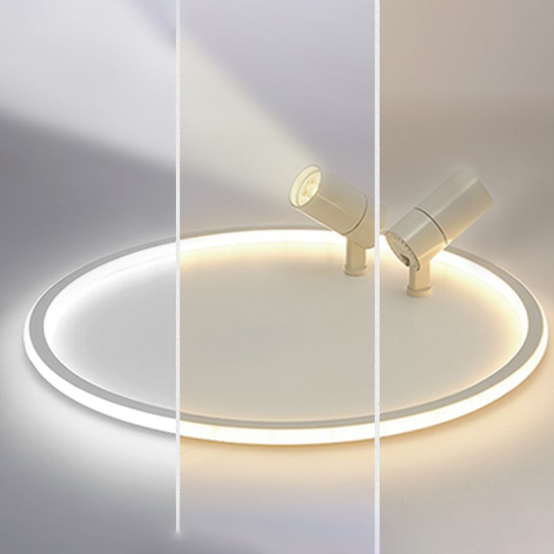 2-Light LED Semi Flush Mount in Modern Simplicity Circular Acrylic Ceiling Light in White