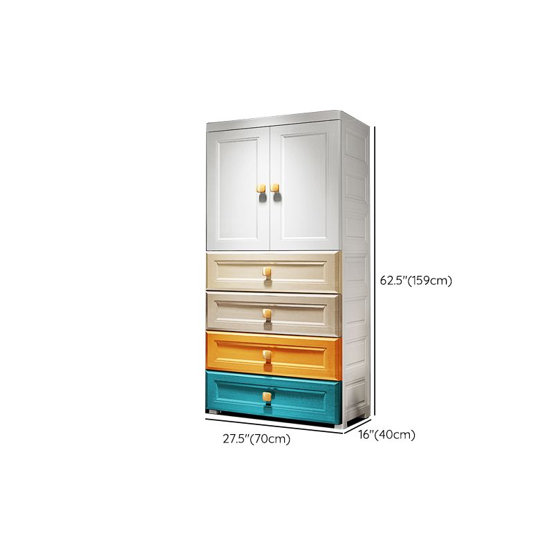 Modern Style Wardrobe Armoire Plastic Wardrobe Closet with Drawers