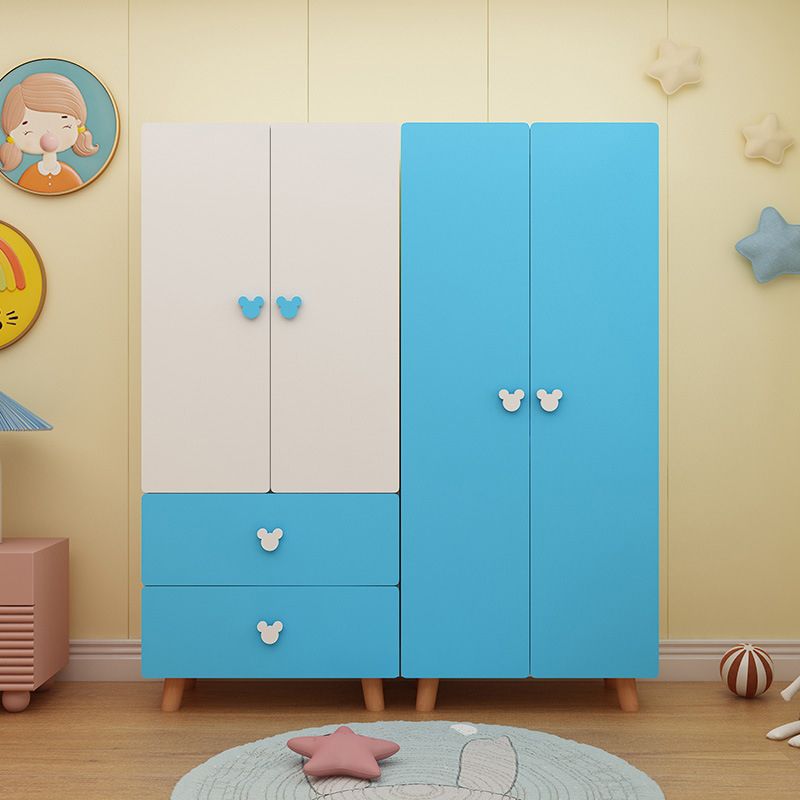 Contemporary Freestanding Kid's Wardrobe Manufactured Wood Wardrobe with Soft Close Doors