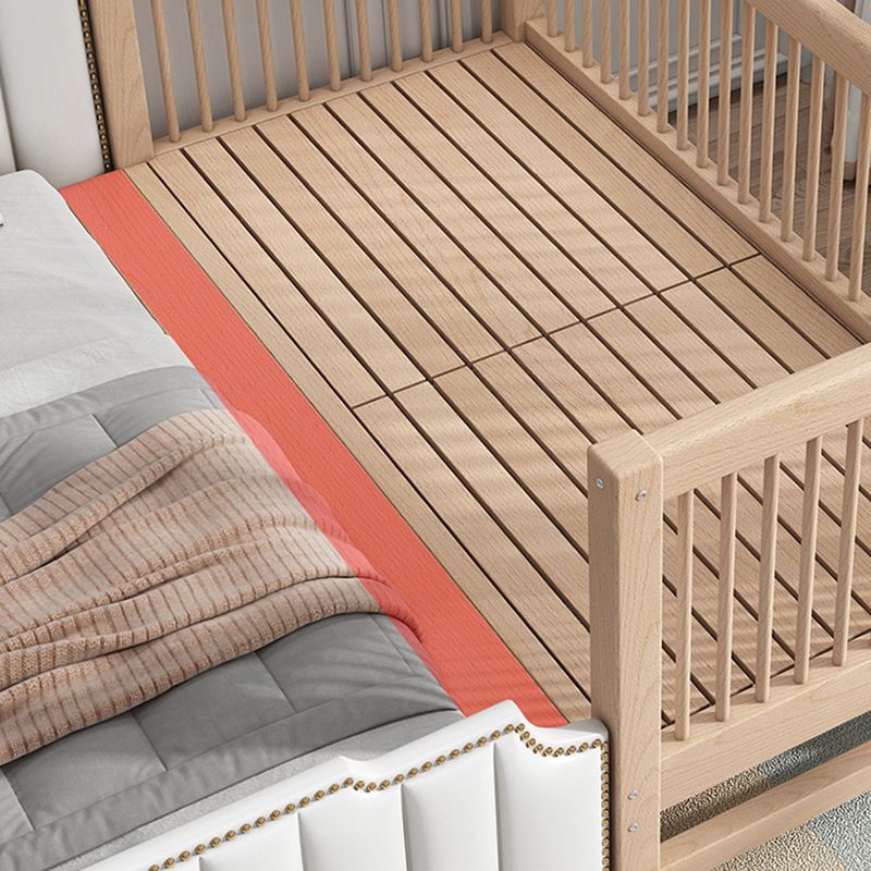 Solid Wood Crib 2-in-1 Convertible Crib with Mattress and Guardrails