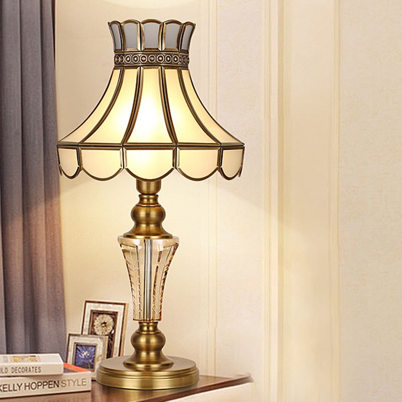 1 Light Nightstand Light Colonial Cone/Bell/Dome Crystal Night Table Lamp in Gold for Bedroom