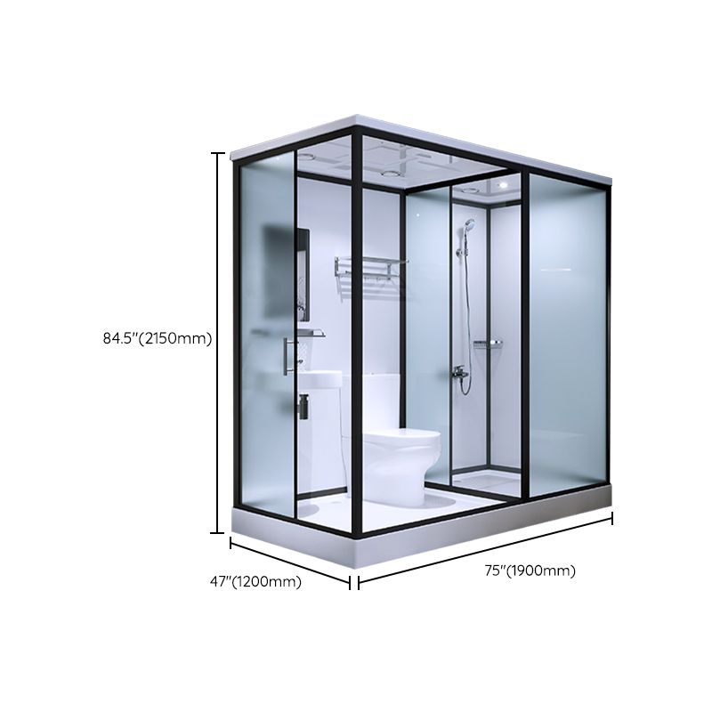 Bathroom Shower Stall Framed Single Sliding Rectangular Shower Enclosure