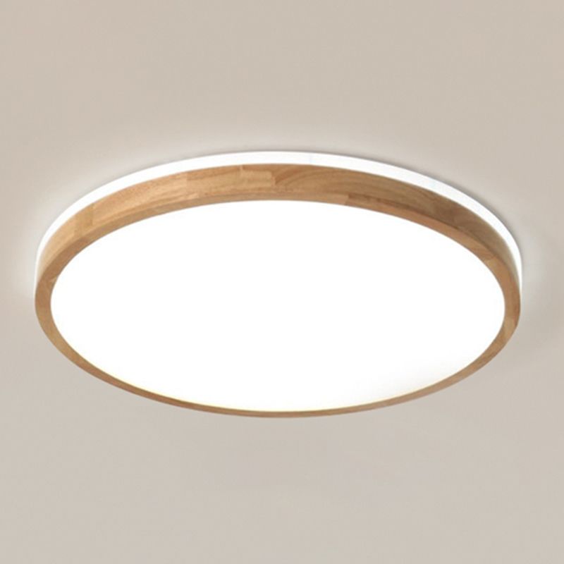 1 Light Circle Ceiling Lamp Modern Style Wood Ceiling Lighting for Dining Room