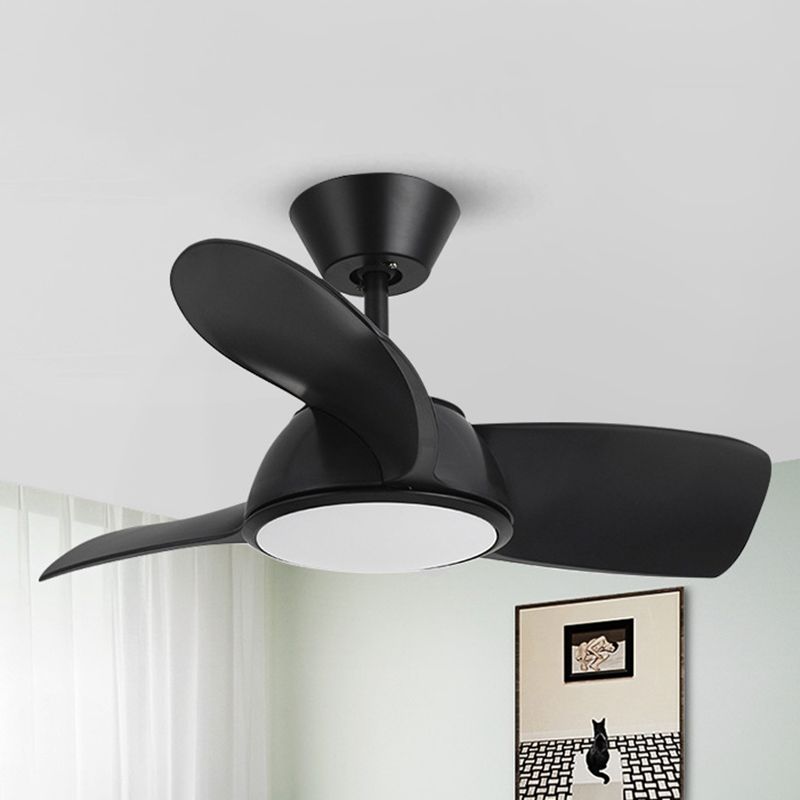 3-Blade Ceiling Fan Contemporary LED Black/Golden Fan with Light for Foyer