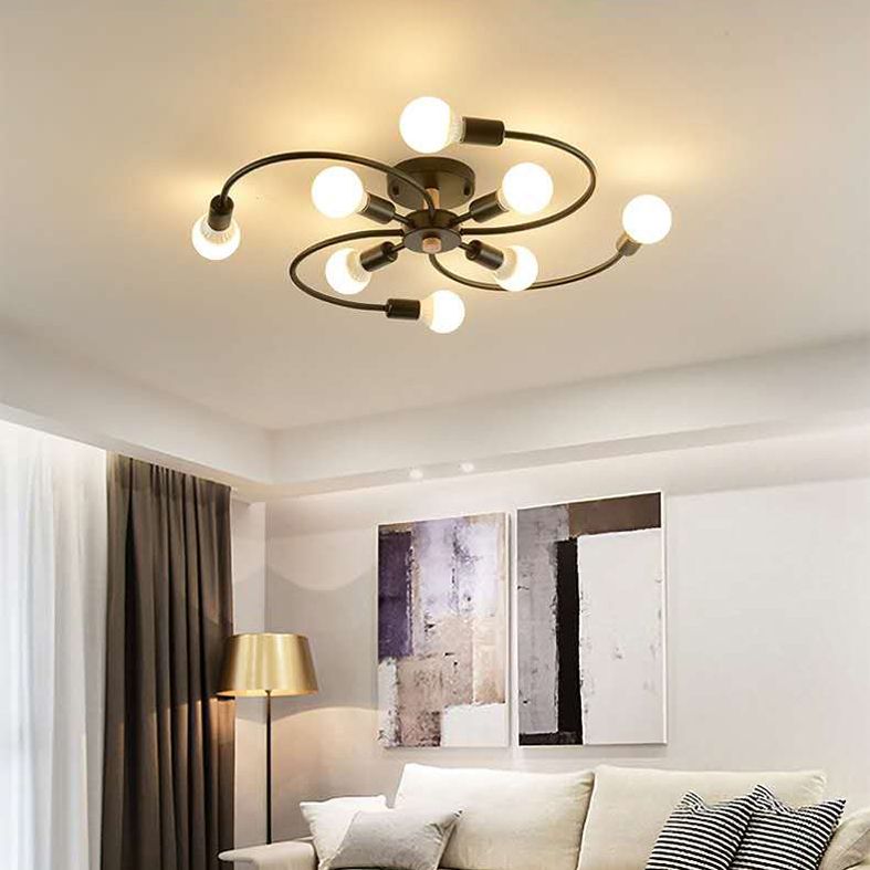 Bulbo desnudo Semi Flush Mounting Lighting de metal de estilo loft Semi Flush Mount Lighture