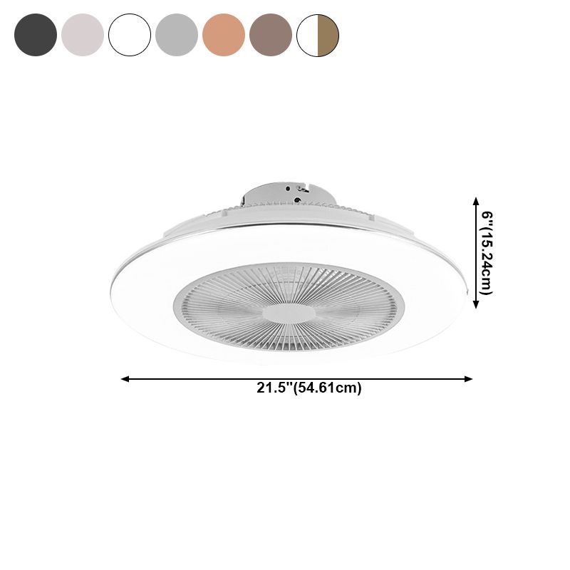 Modern Round Ceiling Fan Light Acrylic Bedroom Semi Flush LED Light with Invisible Blades