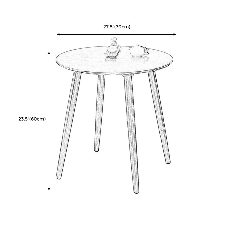 Scandinavian Brown/Natural Wood Top End Table 4 Legs Round Side Table