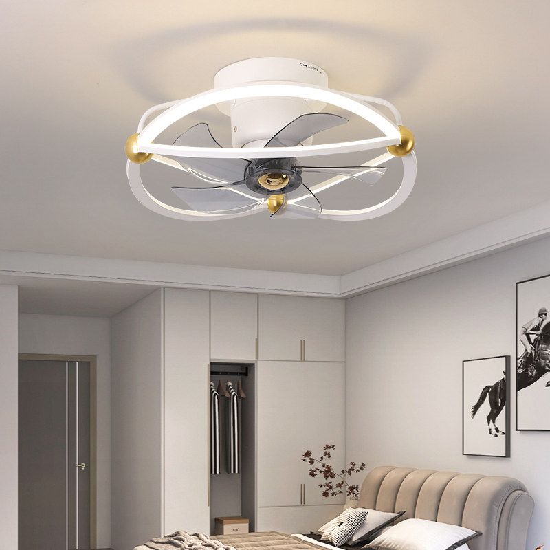 LED Ceiling Fan Lamp Minimalist Style Metal Flush Mount Ceiling Light for Bedroom