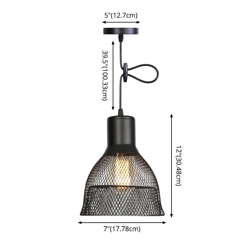 1 Light Wire Mesh Light Pendant Nordic Industrial Style Metal Hanging Lights for Bar