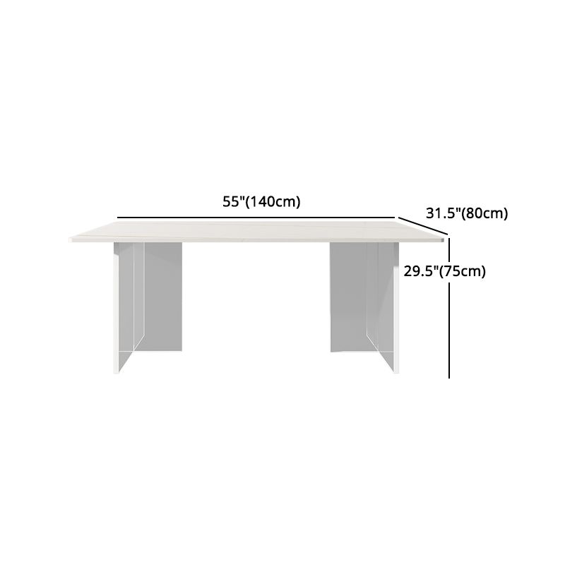 Modern Rectangle White Dining Table Set 1/2/5/7 Pieces Dining Set for Home Use