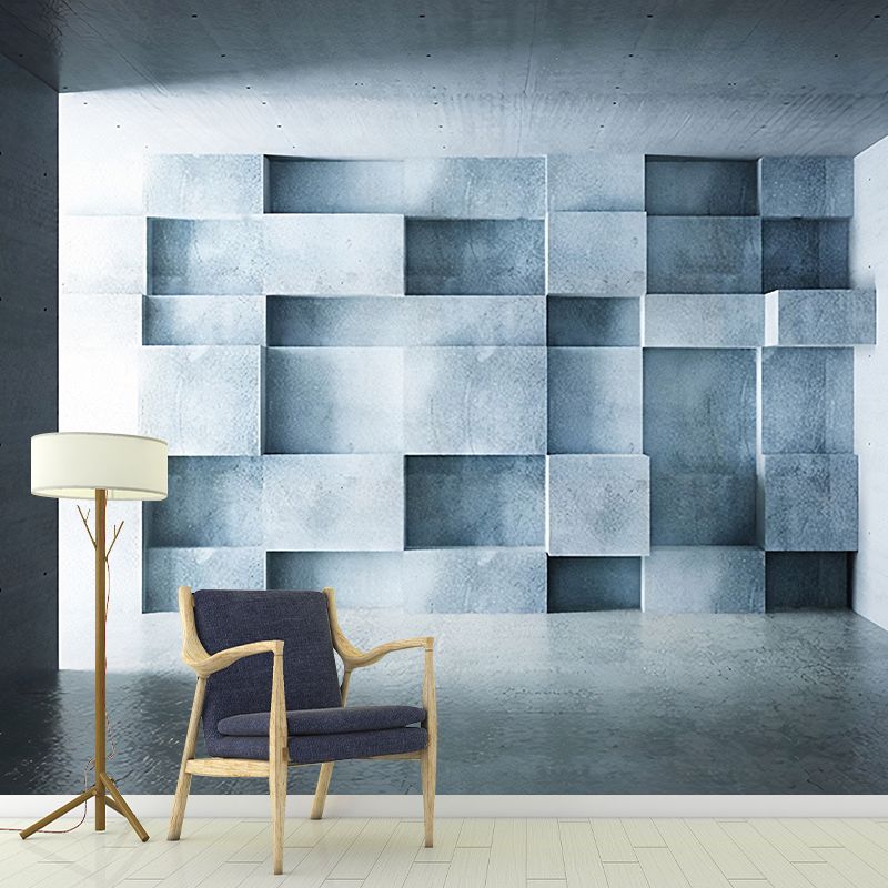 Extra Large Wall Covering Industrial Rustic Cement and 3D Geometries Wall Murals in Pastel Color