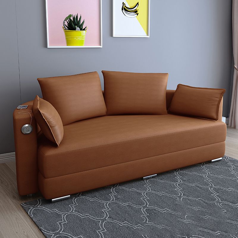 Cushion Back Convertible Sofas Square Arms Futon Sleeper Sofa