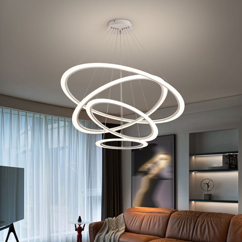 Multi-Tier Shape Chandelier Lights Modern Metal Chandelier Lighting Fixtures in White