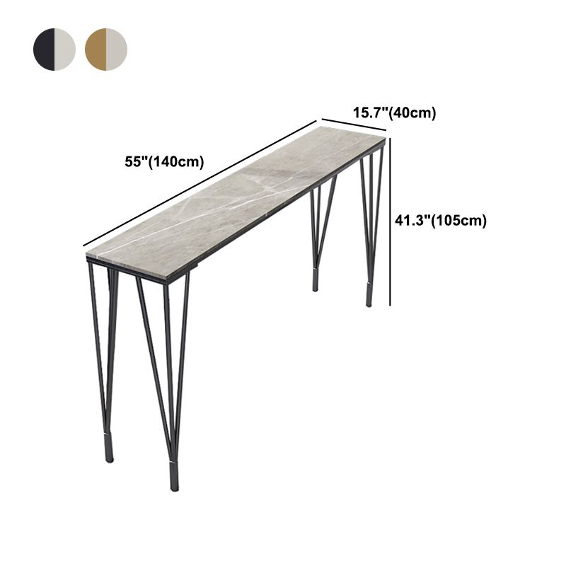 Modern Marble Bar Table with Rectangle Table Top Legs Table - 41.3" H