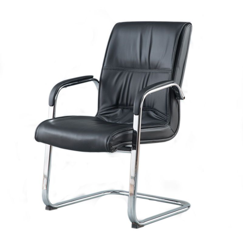 Faux Leather and Chrome Frame Desk Chair Padded Arms Office Chair