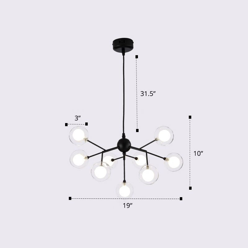 Double Glass Bubbles Chandelier Postmodern Style Firefly Pendant Lamp for Restaurant