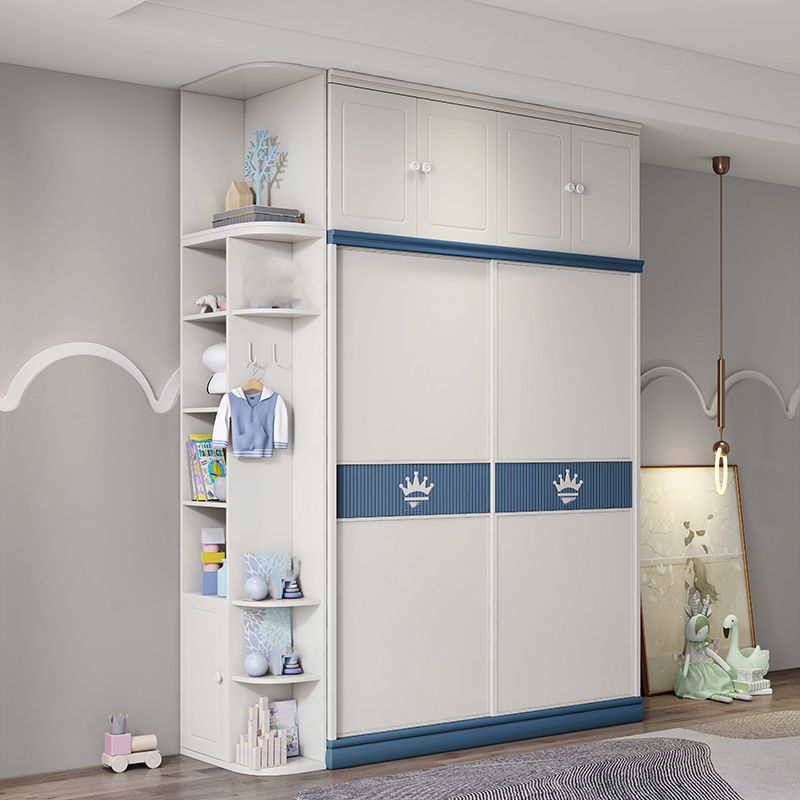 Modern Style Kids Closet Manufactured Wood Bedroom Youth Armoire with Sliding Door