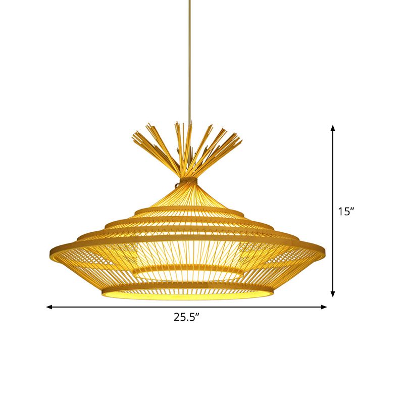 LAMPAGNO CINESSA CINESE a 1 luce Asia BEIGE BEIGE LIGHT ASSIGLIO CON CAGE URN A TERREATO E CANDO INTERNO