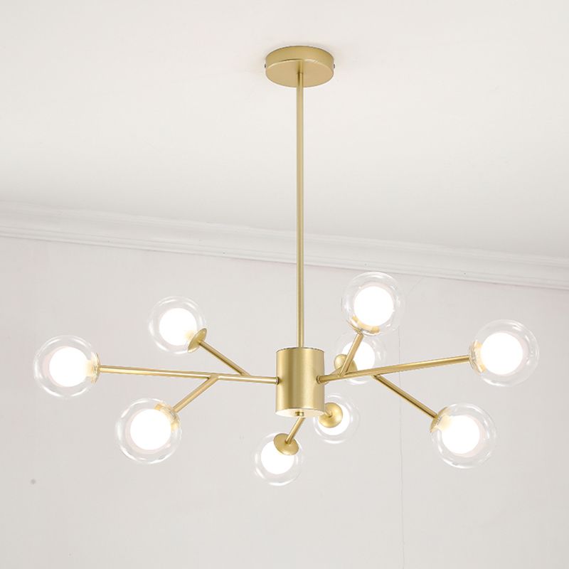 Modern Branch Pendant Light Glass Dining Room Chandelier Light Fixture in Brass