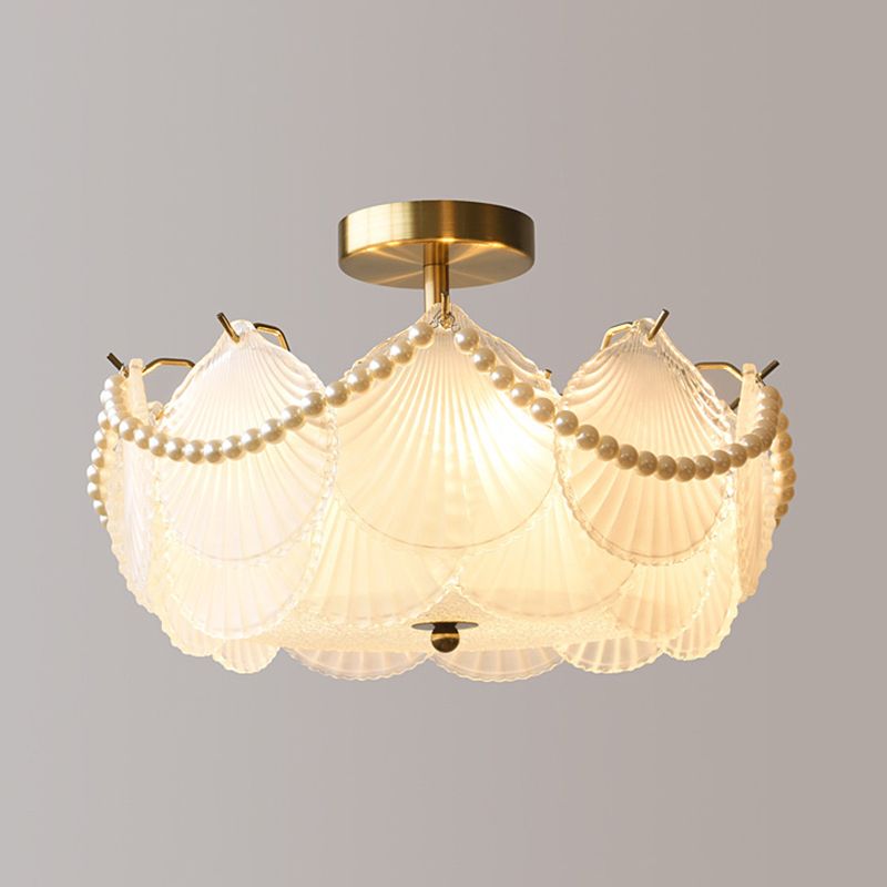 Modern Glass Ceiling Light Household Flush Mount Light Fixture for Bedroom