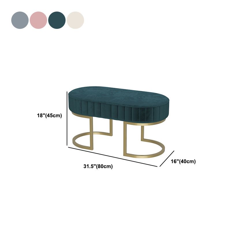 Modern Velvet Foam Bench Oval Solid Color Bench with Legs for Bedroom