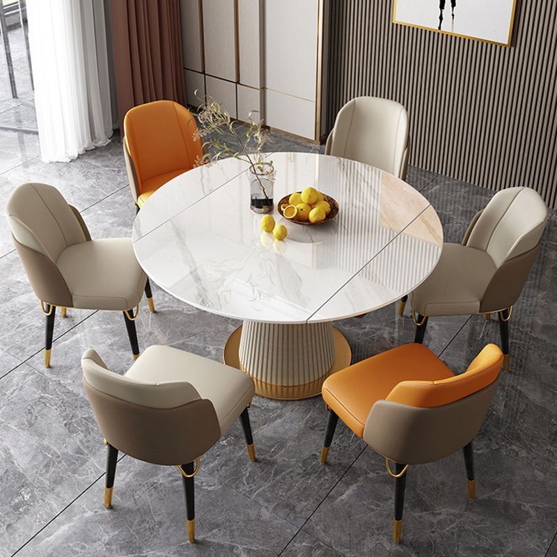 Sintered Stone Top Round Table for Restaurant Luxury Dining Table with Pedestal Base