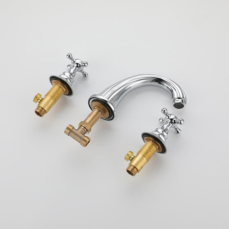 Glam Centerset Faucet Brass 2 Knob Handles 3 Holes Low Arc Bathroom Sink Faucet