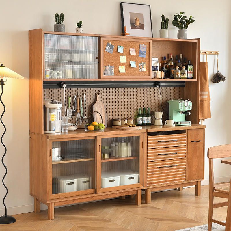 Modern Wood Sideboard Table 3 Drawers Sideboard with Cabinets for Dining Room