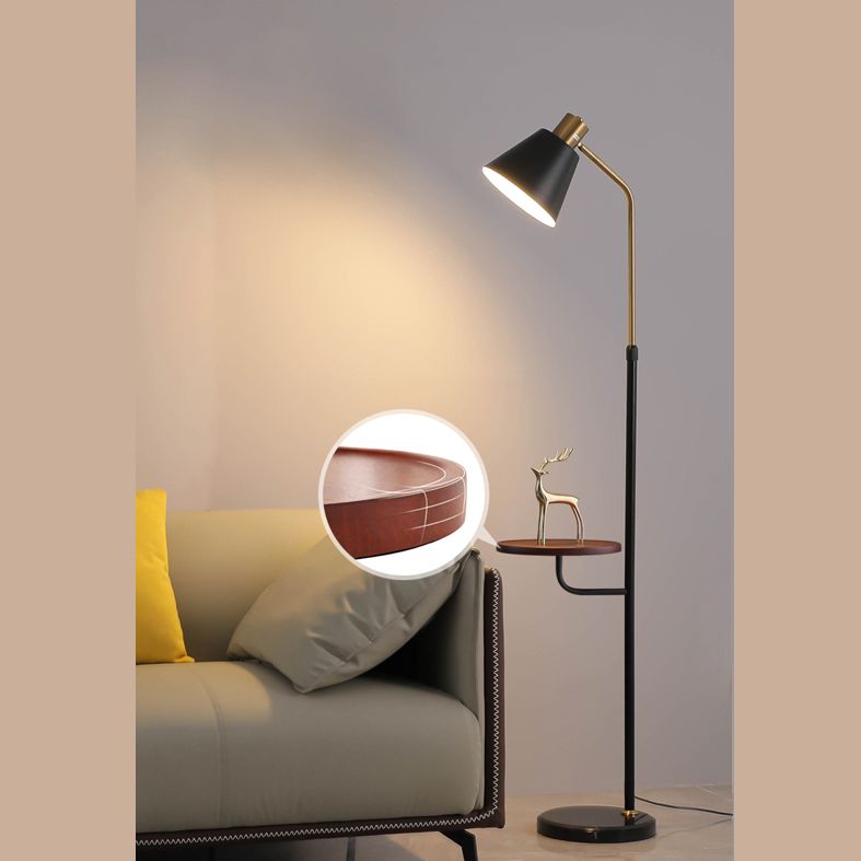 Minimalist Conical Shade Floor Lamp Metal 1-Light Living Room Standing Light