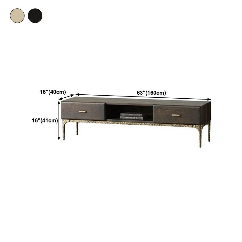 15.75"W TV Stand Industrial Style Solid Wood Brown TV Console with Drawer