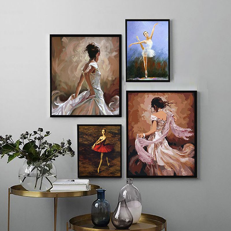 Glam Style Dancing Girl Painting Pastel Color Guest Room Wall Art, Multiple Sizes