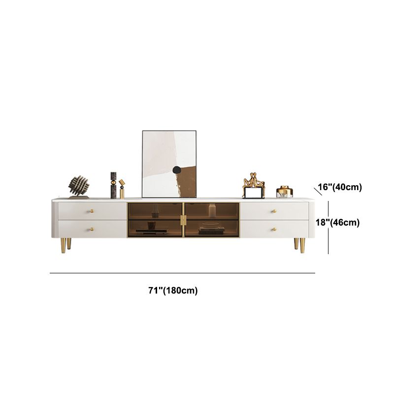 Glam Stone TV Console White TV Stand with Drawers and Storage