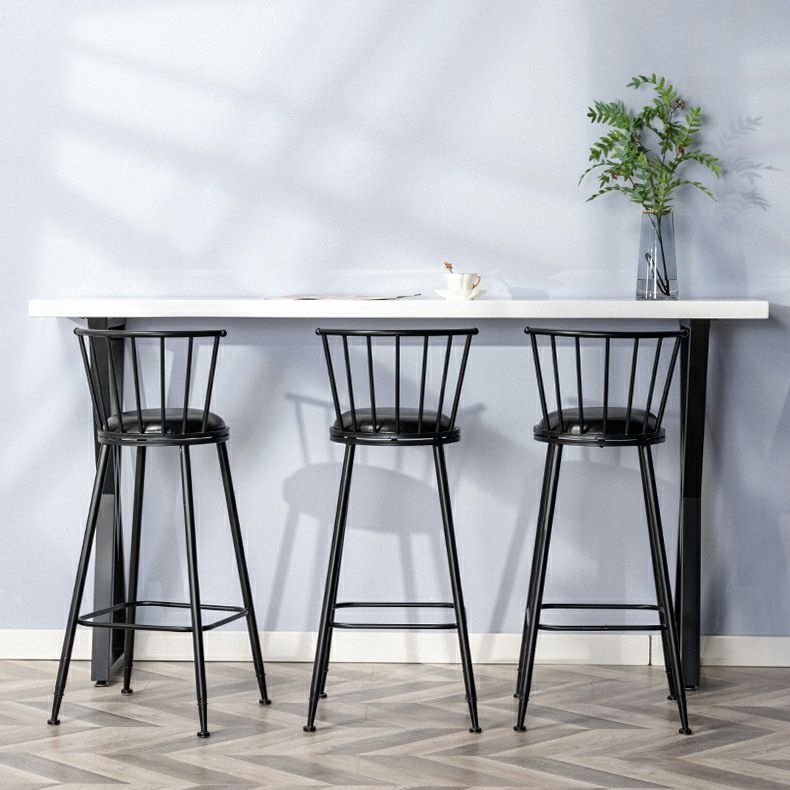 White Solid Wood Top Bar Table Industrial Bistro Table with Black Metal Frame