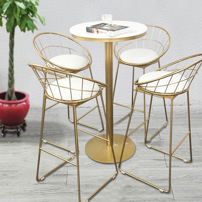 White Glam Style Ropund Table in Iron and Wood Table Milk Tea Shop Bar Table