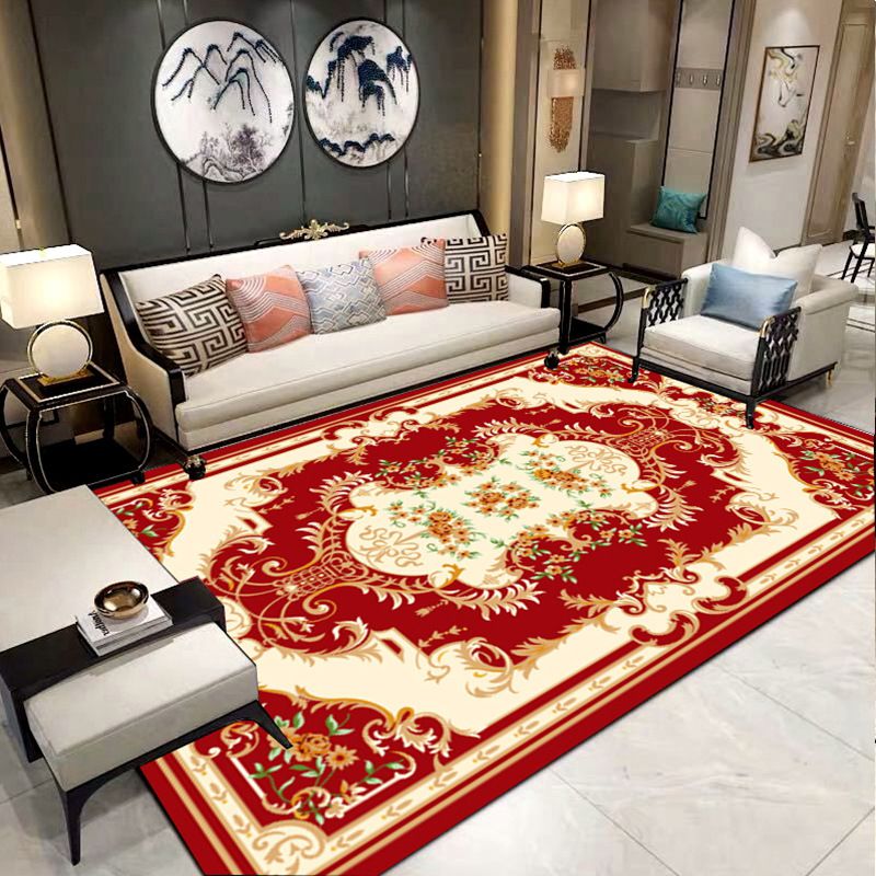 Luxurious Victoria Area Rug European Style Flower Print Rug Anti-Slip Backing Carpet for Home Decor