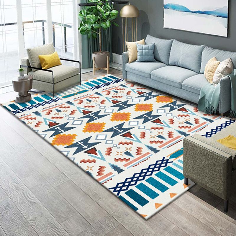 Multicolor Shabby Chic Rug Polyester Tribal Print Area Rug Stain Resistant Carpet for Living Room