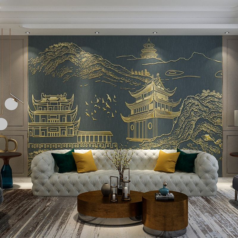 Chinese Construction Wall Decor for Bedroom Classic Wall Mural, Personalized Size Available