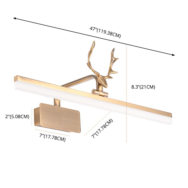 Accesorios de iluminación de tocador lineal de estilo americano con astas de acrílico.