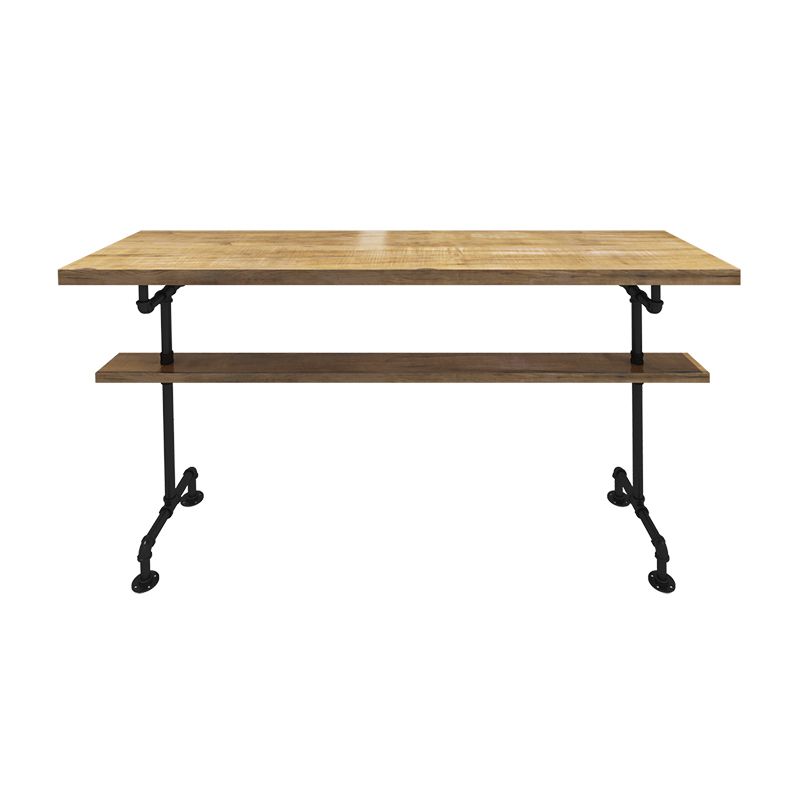 Brown Modern Style Bar Table Pine Wood and Metal Coffee Shop Bar Table