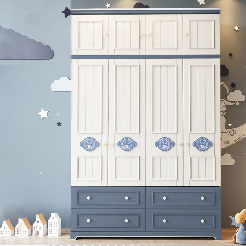 Modern Wooden Wardrobe Cloth Rod Included Kids Closet for Bedroom