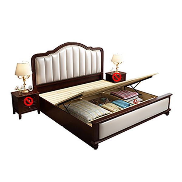 Contemporary Standard Bed Solid Wood Lift Up Storage Bed Frame with Upholstered Headboard